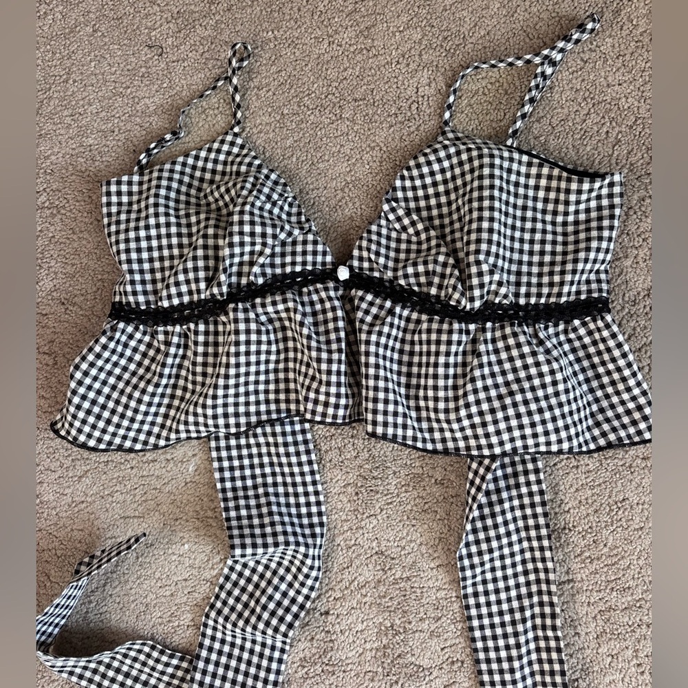 Black and White Gingham Top